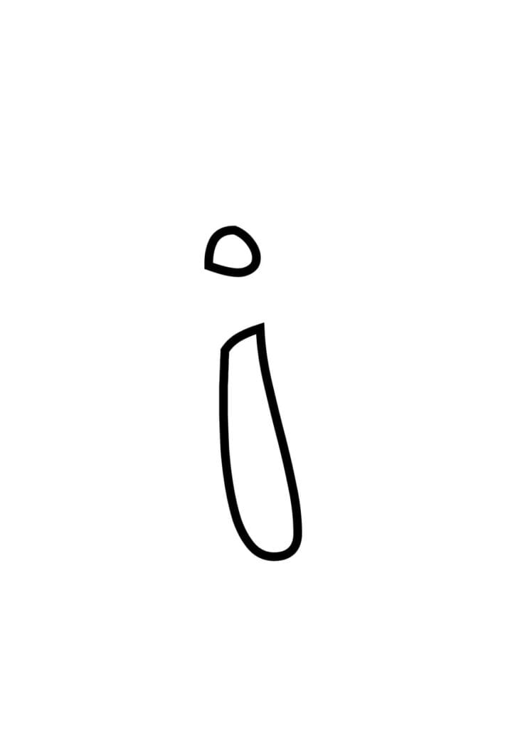 Kleinbuchstabe i – Kontur zum Ausmalen und Schreibenlernen
