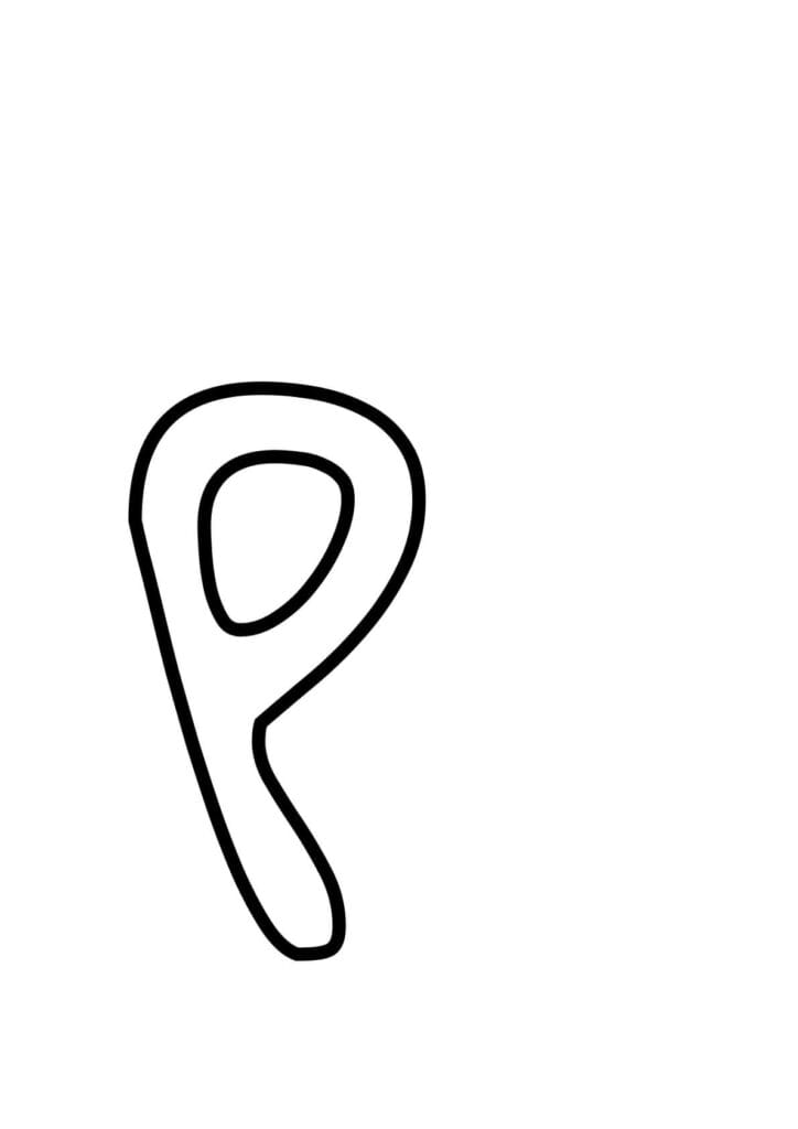 Kleinbuchstabe p – Kontur zum Ausmalen und Schreibenlernen