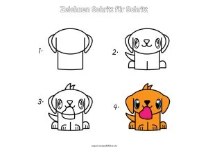 Hunde zeichnen Schritt für Schritt – einfache Anleitung 🐶