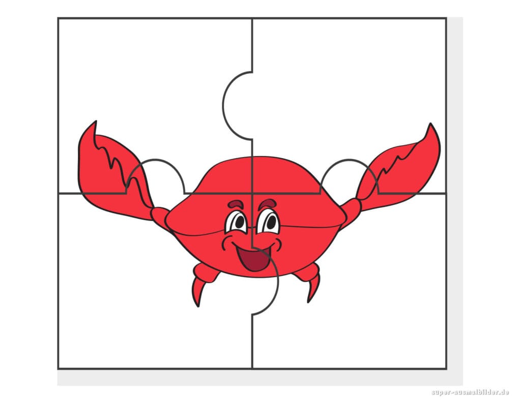 Krabbe Puzzle Meerestier Puzzle zum Ausdrucken und Ausschneiden für Kinder kostenlos