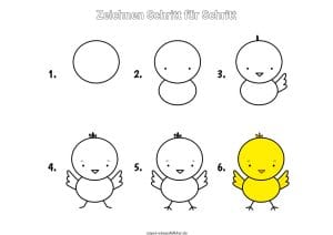 Küken zeichnen lernen Schritt für Schritt