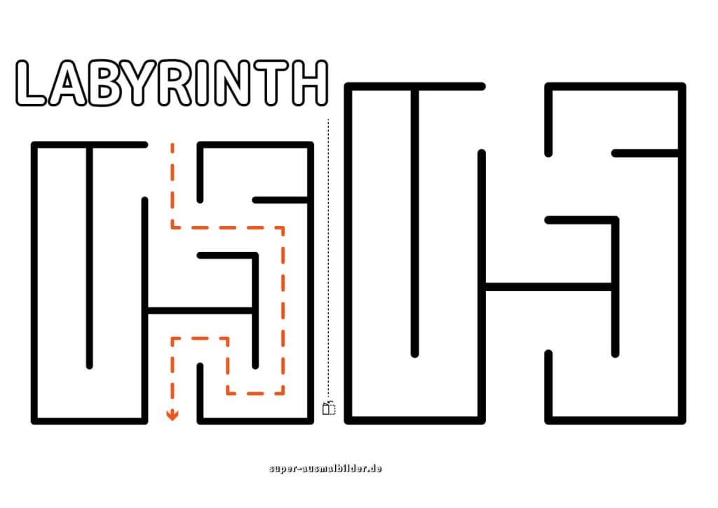 Labyrinth Hund und Hundehütte Tierlabyrinth für Vorschule zum Ausmalen und Drucken