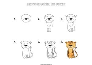 Leopard zeichnen lernen Schritt für Schritt