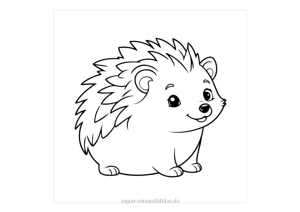 Lustiger Igel – fröhlicher Igel mit großen Augen, perfekte Ausmalvorlage für Kinder ab Jahren