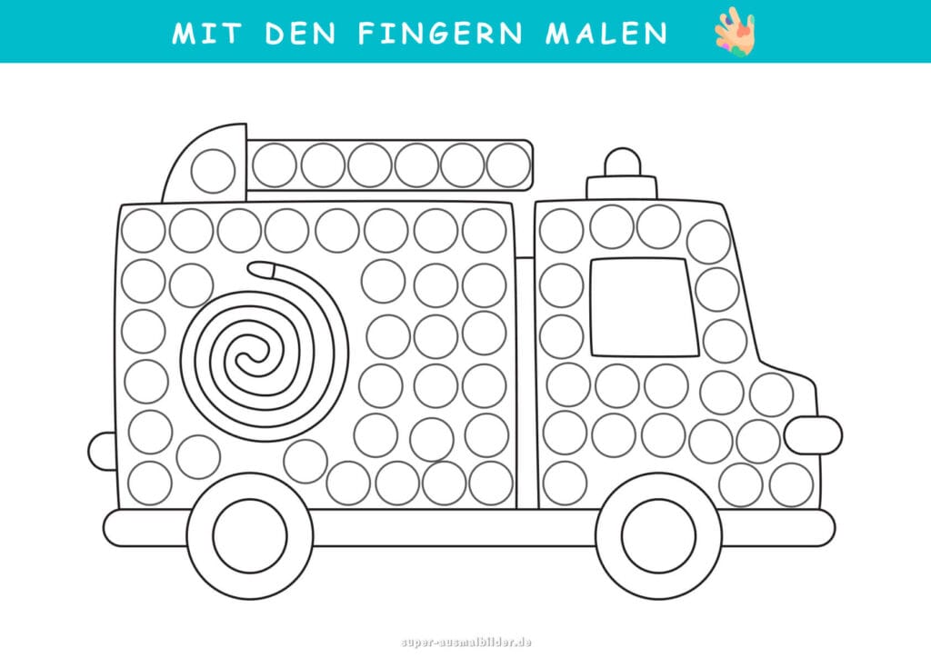 Mit den Fingern malen Baum mit Punkten, Fingerfarben Malbild für Kinder, trainiert Feinmotorik und Hand Auge Koordination, kostenlos herunterladen