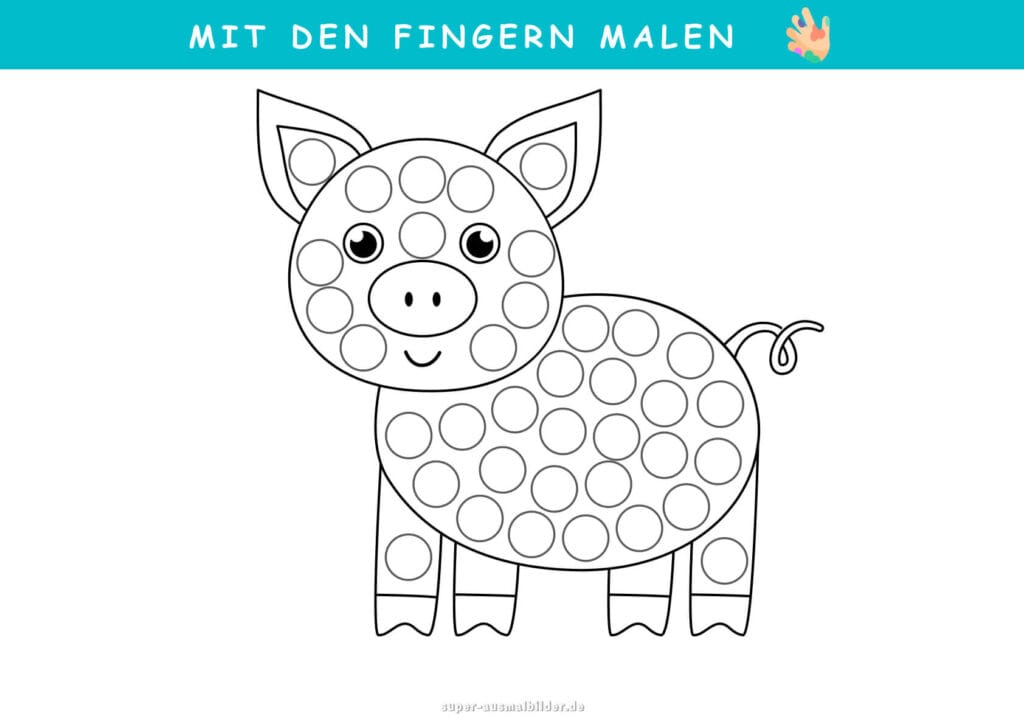 Mit den Fingern malen Regenbogen mit Punkten, kreative Malvorlage zur Förderung von Farberkennung und Koordination, kostenlos druckbare Vorlage