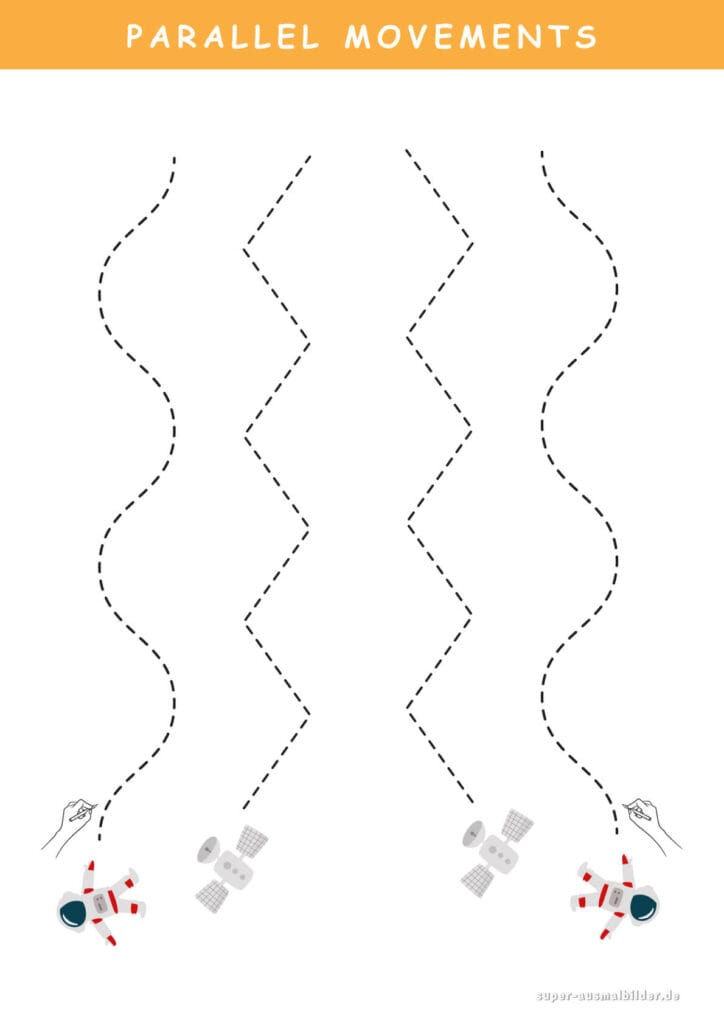 Parallel Movements Parallele Linien und Wellen, Koordination und Konzentration für Kinder fördern, gratis Lernblatt