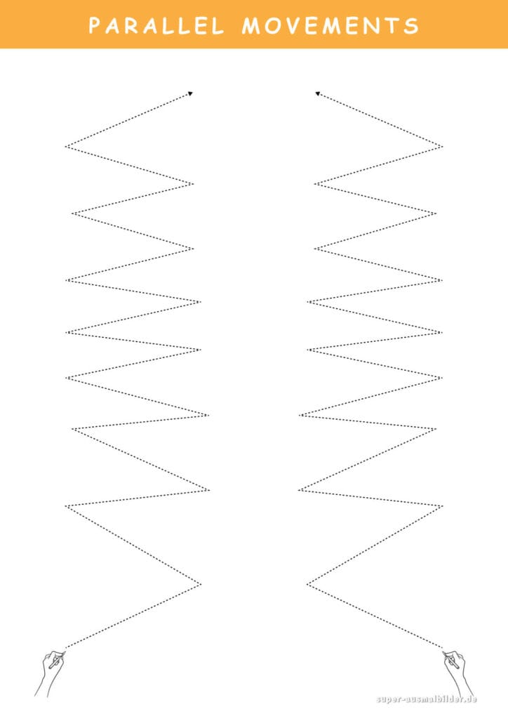 Parallel Movements Wellenlinien beidseitig nachzeichnen, Handführung und Gleichmäßigkeit trainieren, kostenlos