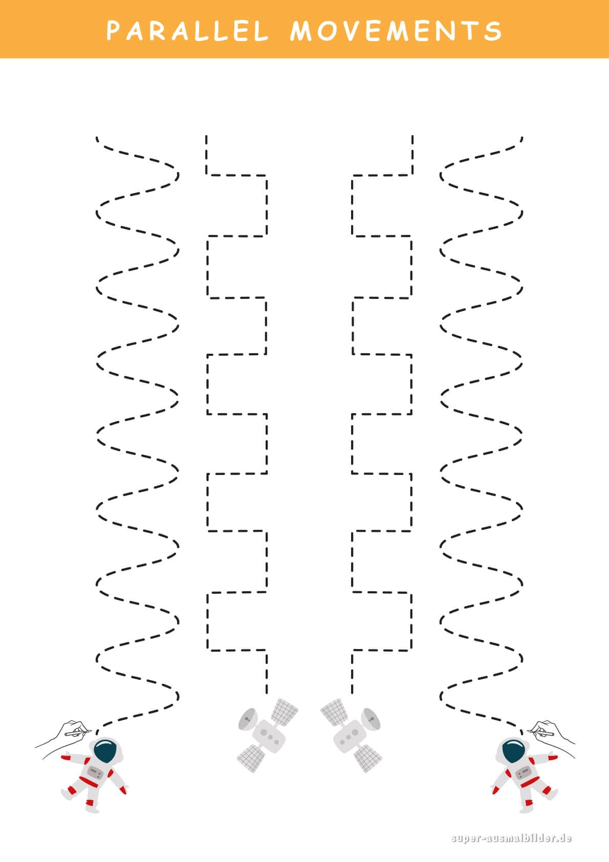 Parallel Movements Zickzack und Wellenbewegungen, Schreibübungen zur Handkoordination, kostenlos druckbare Vorlage