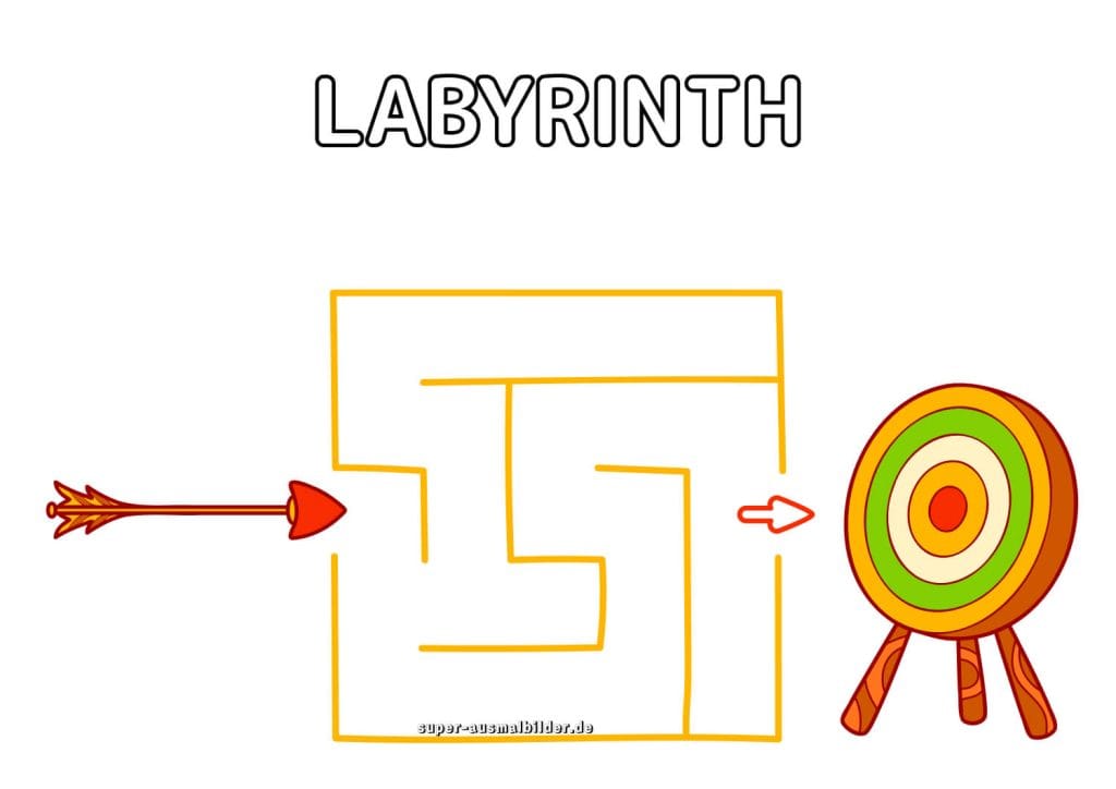 Pfeil und Zielscheibe Labyrinth lustiges Lernlabyrinth für Kinder gratis herunterladen