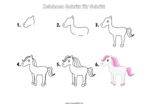 Pferd zeichnen lernen Schritt für Schritt