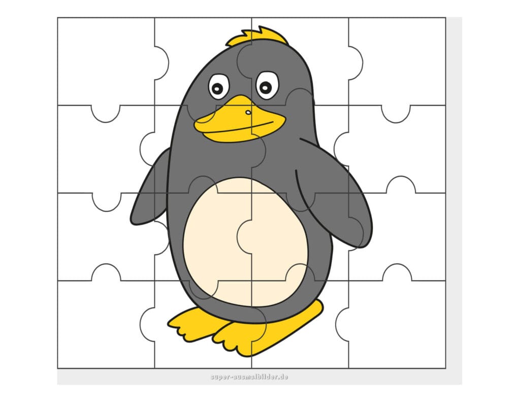 Pinguin Puzzle Süßes Tierpuzzle zum Ausdrucken und kostenlosen Basteln für Kinder