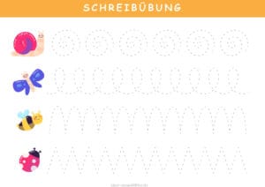 9 Schreibübungen für Kinder – Linien, Tiere und Fahrzeuge