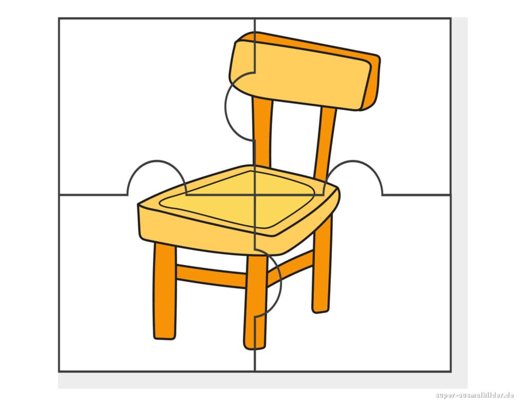 Stuhl Puzzle Lernpuzzle mit Möbelstück zum Ausdrucken und Ausschneiden für Kinder