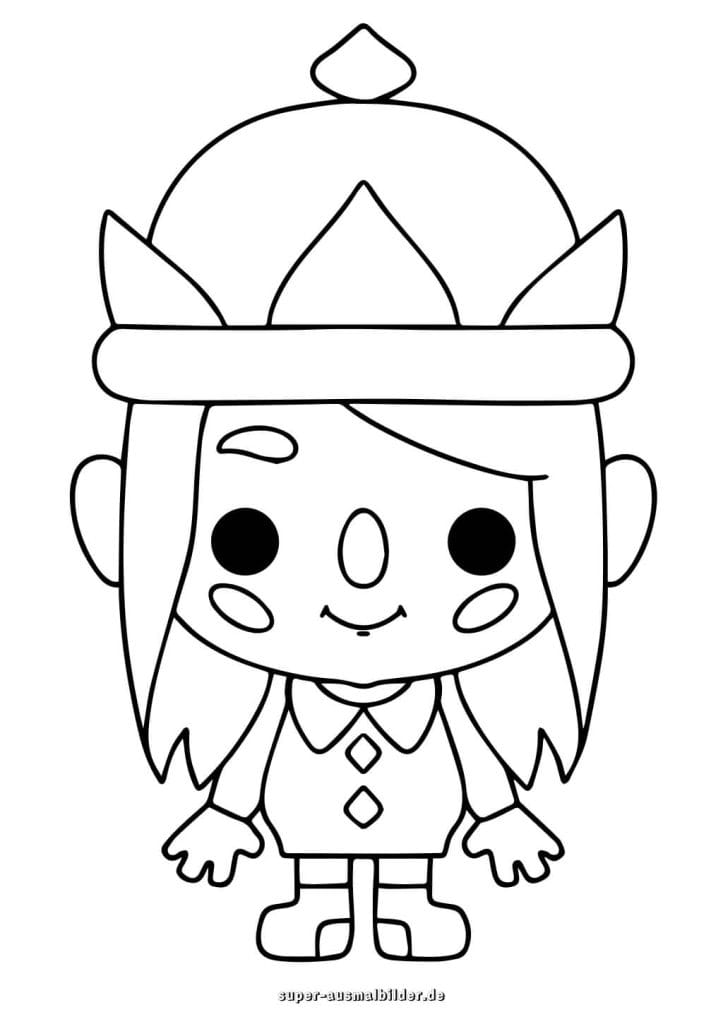 Toca Boca Ausmalbild – Mädchen mit Wintermütze und langen Haaren zum Ausdrucken