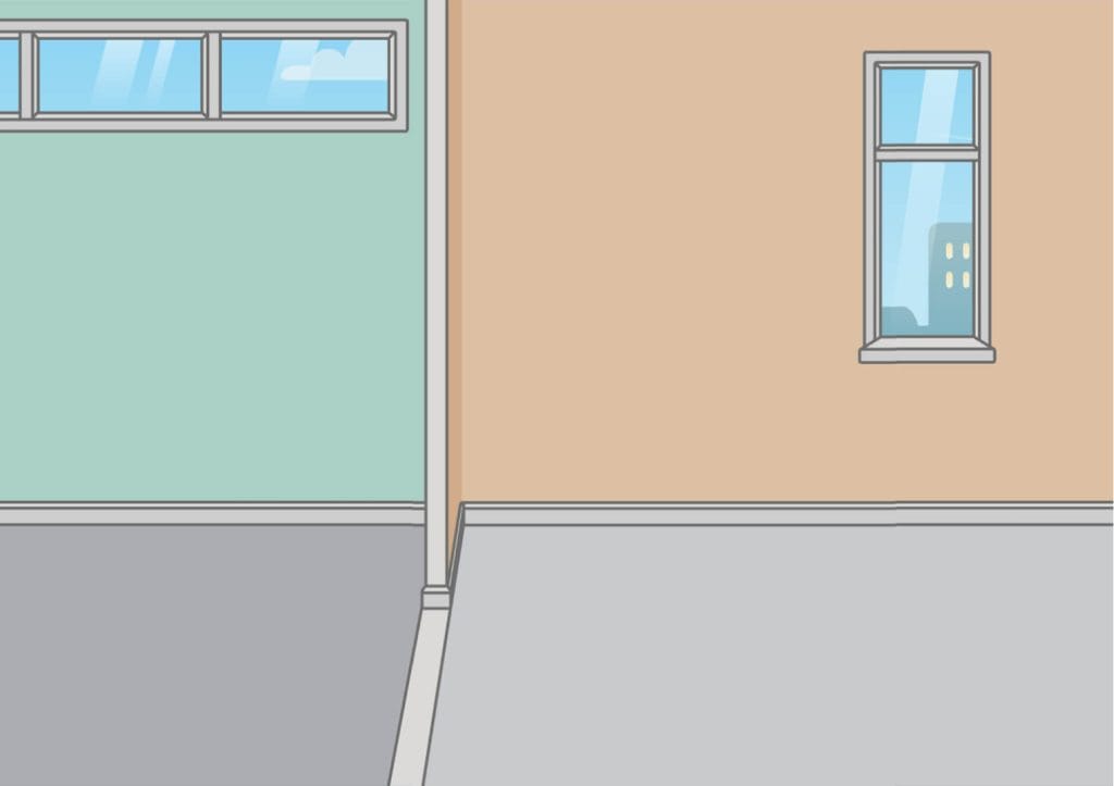 Toca Boca Wohnzimmer Hintergrund leeres Zimmer mit Fenstern zum Einrichten und Dekorieren