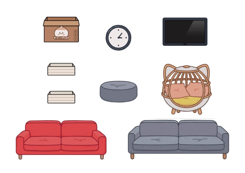 Toca Boca Wohnzimmer Set Sofas, Fernseher und moderne Möbel zum Einrichten und Basteln