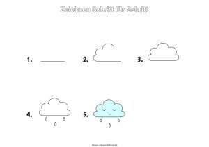 Wolke zeichnen lernen Schritt für Schritt