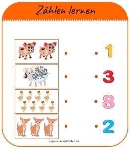 Zählen lernen mit Insekten – Kostenloses Arbeitsblatt zum Ausdrucken